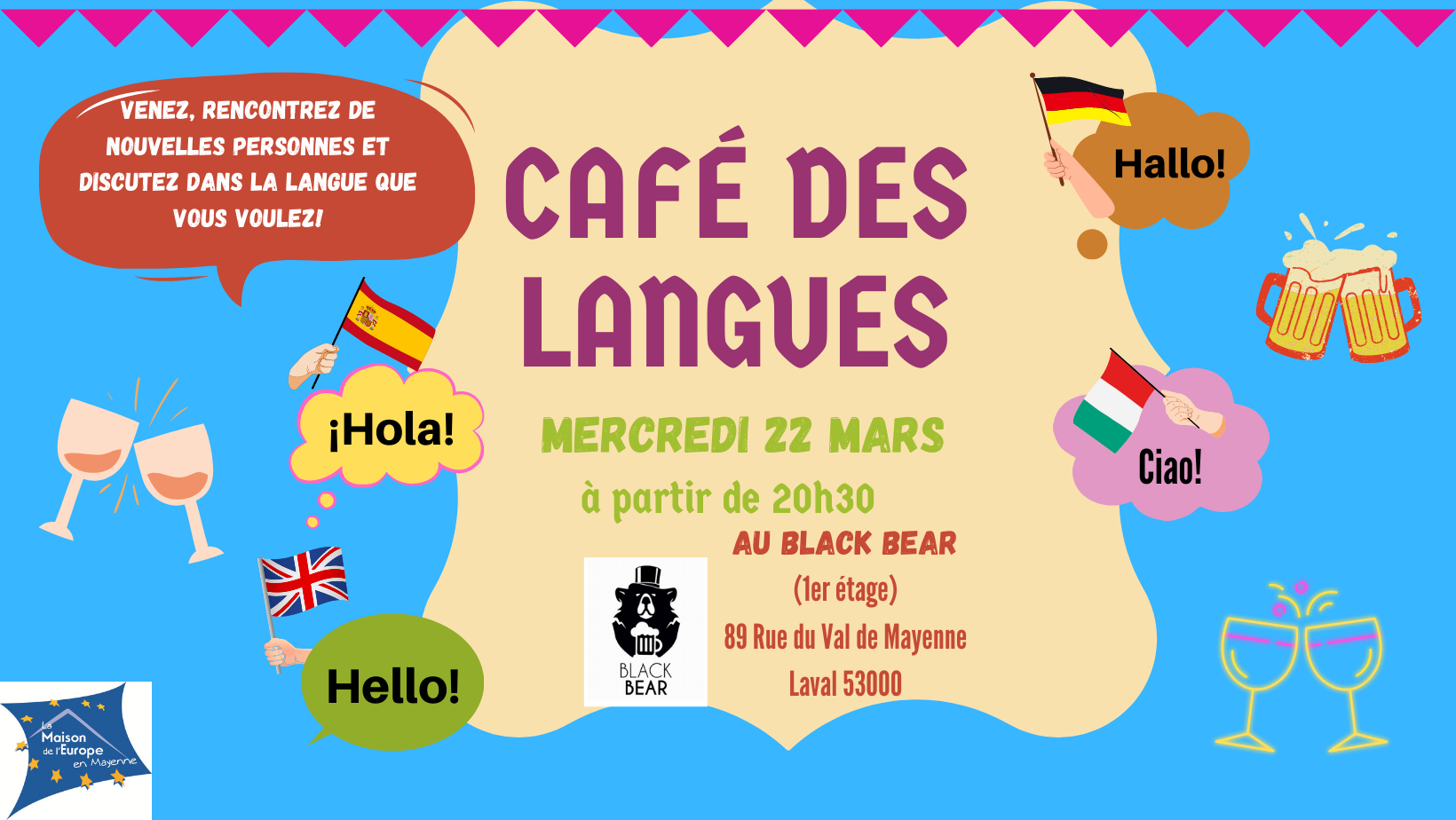 Café des langues à Dommeldange: dates et inscriptions 2023